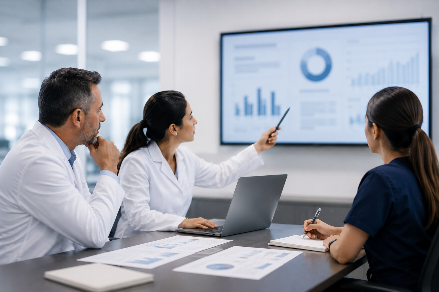 Equipo médico Hemolife revisando indicadores de calidad